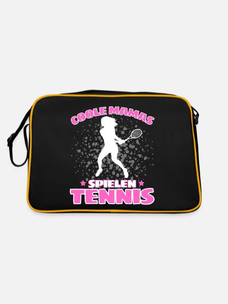 COOLE MAMAS SPIELEN TENNIS Lustiges - Retro Tasche - Schwarz/Gold - Hinten