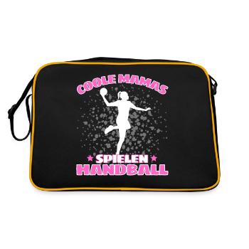 COOLE MAMAS SPIELEN HANDBALL Handballer - Retro Tasche - Schwarz/Gold - Hinten
