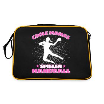 COOLE MAMAS SPIELEN HANDBALL Handballer - Retro Tasche - Schwarz/Gold - Hinten