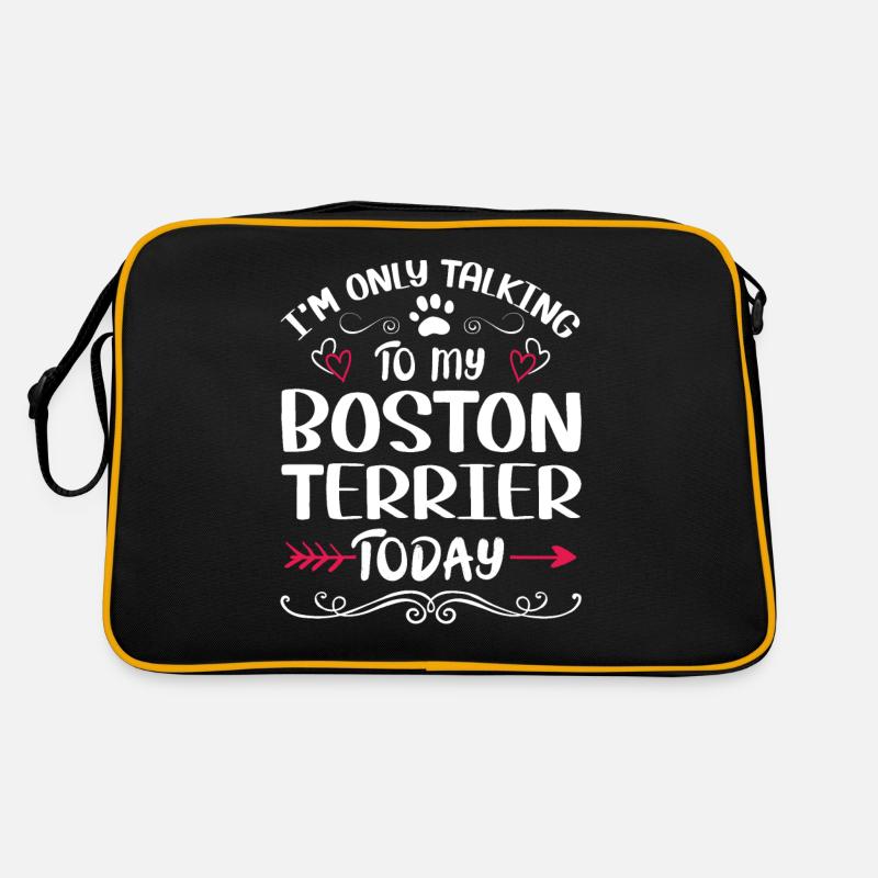 Propriétaire de chien parlant à mon Boston Terrier Sac Retro