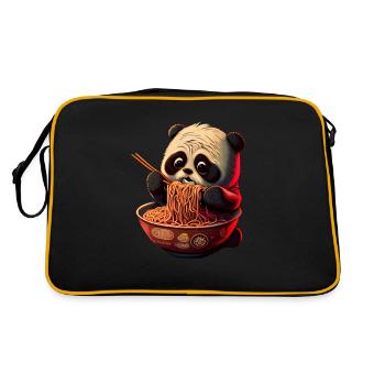 But first Ramen süße Panda isst Ramen - Retro Tasche - Schwarz/Gold - Hinten