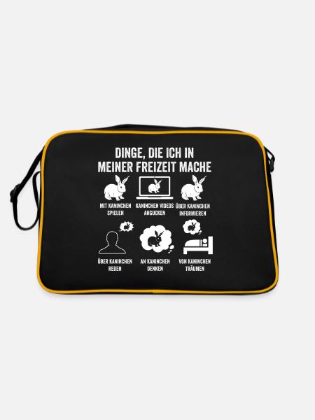 Nagetier Hase Kaninchen - Retro Tasche - Schwarz/Gold