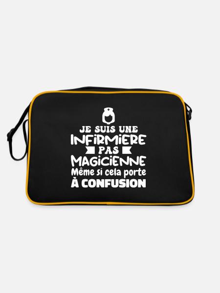 Infirmière pas Magicienne | Infirmière Humour - Sac Retro - noir/or