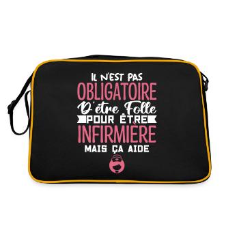 Folle et Infirmière Humour | Infirmière Cadeau - Sac Retro - noir/or - Dos