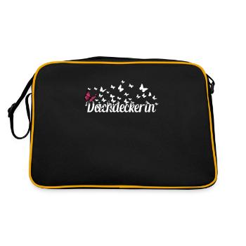 Dachdecker Kollegin Schmetterlinge Dachdeckerin - Retro Tasche - Schwarz/Gold - Hinten