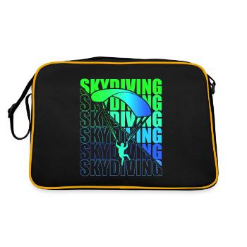 Skydive Freefly Fallschirmspringer Shirt Skydiving - Retro Tasche - Schwarz/Gold - Hinten