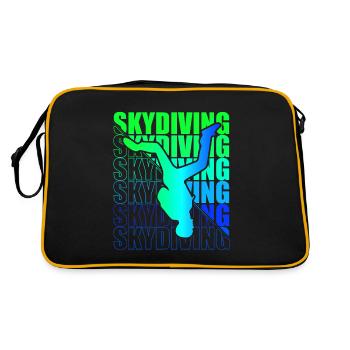 Skydive Freefly Fallschirmspringer Shirt Skydiving - Retro Tasche - Schwarz/Gold - Hinten