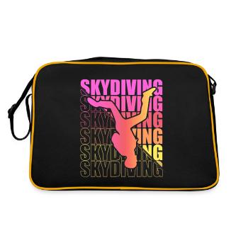 Skydive Freefly Fallschirmspringer Shirt Skydiving - Retro Tasche - Schwarz/Gold - Hinten