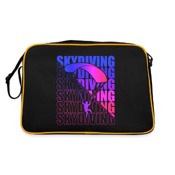 Skydive Freefly Fallschirmspringer Shirt Skydiving - Retro Tasche - Schwarz/Gold - Hinten