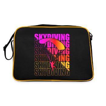 Skydive Freefly Fallschirmspringer Shirt Skydiving - Retro Tasche - Schwarz/Gold - Hinten