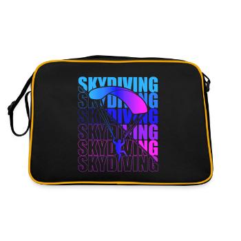 Skydive Freefly Fallschirmspringer Shirt Skydiving - Retro Tasche - Schwarz/Gold - Hinten