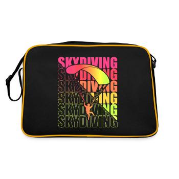 Skydive Freefly Fallschirmspringer Shirt Skydiving - Retro Tasche - Schwarz/Gold - Hinten