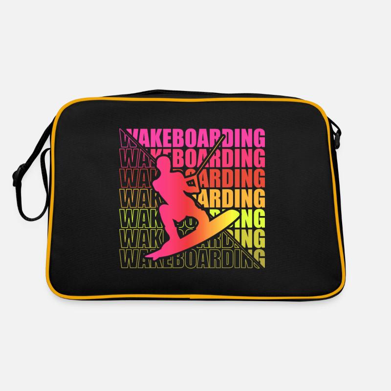 Wakeboard Wakeboarder Wakeboarding Freestyle DNA - Retro Tasche - Schwarz/Gold