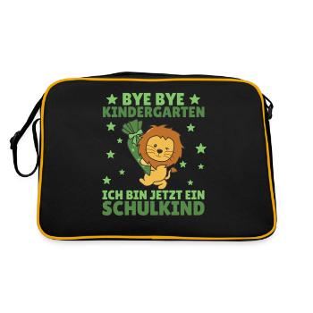 bye bye Kindergarten ich bin jetzt ein Schulkind - Retro Tasche - Schwarz/Gold - Hinten