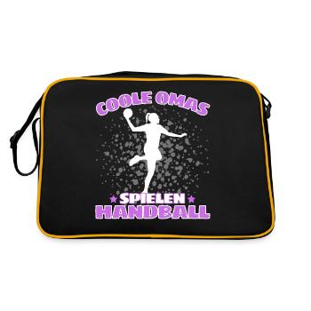 COOLE OMAS SPIELEN HANDBALL Handballer - Retro Tasche - Schwarz/Gold - Hinten