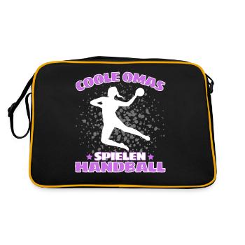 COOLE OMAS SPIELEN HANDBALL Handballer - Retro Tasche - Schwarz/Gold - Hinten
