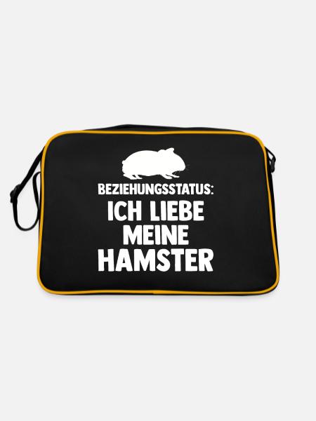 Nagetier Hamsterbesitzer Hamster - Retro Tasche - Schwarz/Gold - Hinten