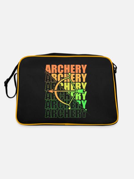 Bogensport Bogenschütze Bogenschießen Pfeil Bogen - Retro Tasche - Schwarz/Gold - Hinten