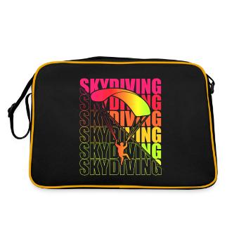 Skydive Freefly Fallschirmspringer Shirt Skydiving - Retro Tasche - Schwarz/Gold - Hinten