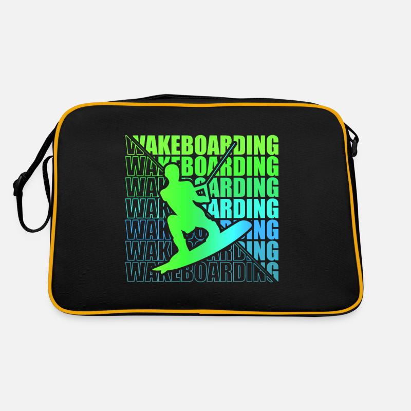 Wakeboard Wakeboarder Wakeboarding Freestyle DNA - Retro Tasche - Schwarz/Gold
