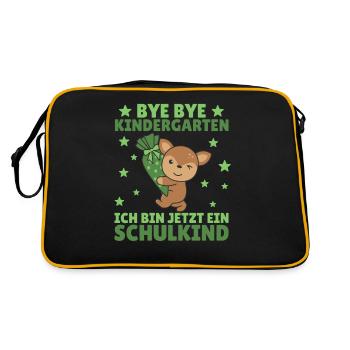bye bye Kindergarten ich bin jetzt ein Schulkind - Retro Tasche - Schwarz/Gold - Hinten