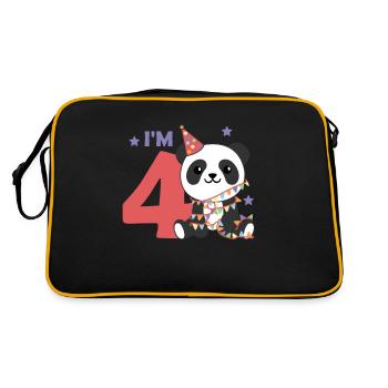 Panda pour le quatrième anniversaire des enfants de 4 ans - Sac Retro - noir/or - Dos