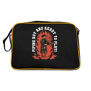 Dudelsackspieler schottischer Highland-Bagpipes - Retro Tasche - Schwarz/Gold - Hinten