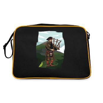 Dudelsackspieler schottischer Highland-Bagpipes - Retro Tasche - Schwarz/Gold - Hinten