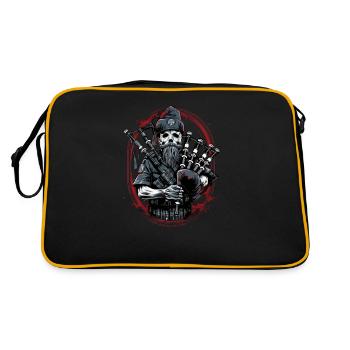 Dudelsackspieler schottischer Bagpipe-Musik - Retro Tasche - Schwarz/Gold - Hinten