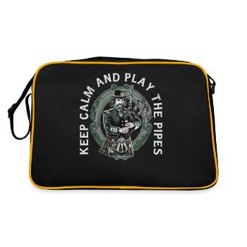 Dudelsackspieler schottischer Bagpipe-Playing - Retro Tasche - Schwarz/Gold - Hinten