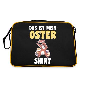 Osterhase Hase Ostern - Retro Tasche - Schwarz/Gold - Hinten