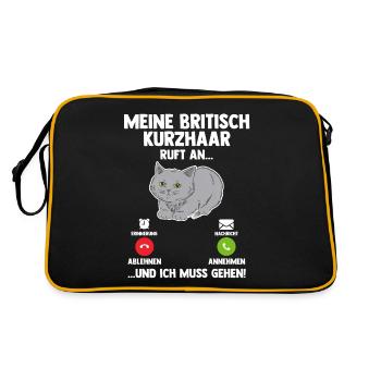 Britisch Kurzhaar Katze - Retro Tasche - Schwarz/Gold - Hinten