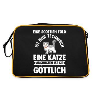 Scottish Fold Katze - Retro Tasche - Schwarz/Gold - Hinten