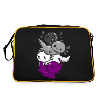 Subtle Asexual Kawaii Axolotl Pride Flag - Retro Bag - black/gold - Back