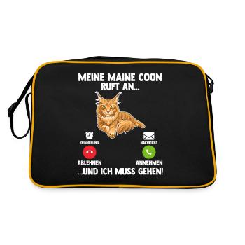 Maine Coon Katze - Retro Tasche - Schwarz/Gold - Hinten