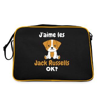 Ich mag Jack Russells ok? Süßer Jack Russell - Retro Tasche - Schwarz/Gold - Hinten