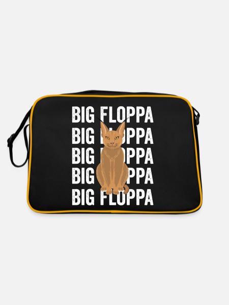 Big Floppa Caracal Cat Meme - Retro Bag - black/gold - Back