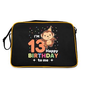 Monkey for the 13th birthday for children thirteen years - Retro Bag - black/gold - Back