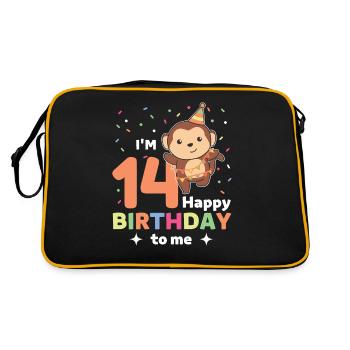 Monkey for the 14th birthday for children fourteen years - Retro Bag - black/gold - Back