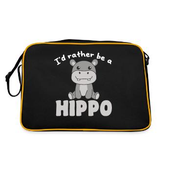 Ich wäre lieber eine Flusspferd - süße Flusspferd - Retro Tasche - Schwarz/Gold - Hinten