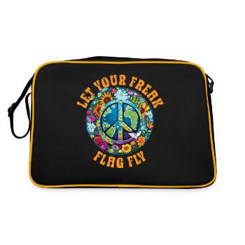 Hippie Peace Sign Peace Flowers Flower Child - Sac Retro - noir/or - Dos