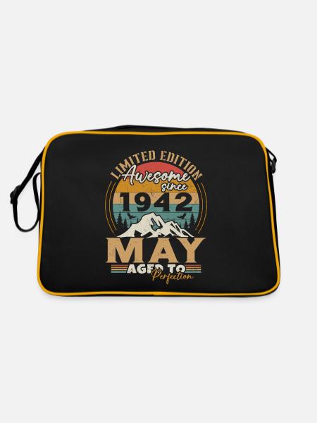 May 1942 Vintage Born in May 1942 Anniversary - Retro Bag - black/gold - Back