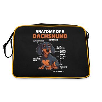 Dog Explanation Anatomy of a Dachshund - Retro Bag - black/gold - Back