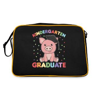 Kids Kindergarten graduate Schwein Graduation - Retro Tasche - Schwarz/Gold - Hinten