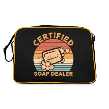 Funny soap making soap merchant - Retro Bag - black/gold - Back