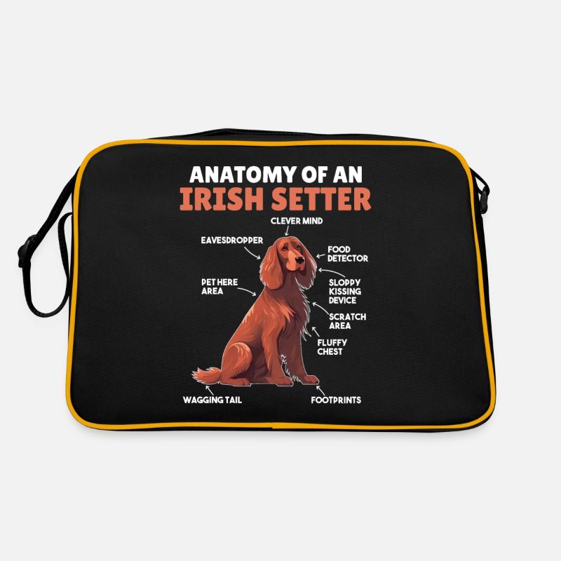 Hunde Erklärung Anatomy eines Irish Setter - Retro Tasche - Schwarz/Gold