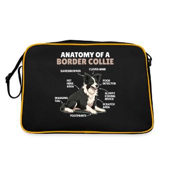 Dog Explanation Anatomy of a Border Collie - Retro Bag - black/gold - Back