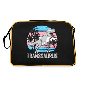 Transgender Stolz Trans Flagge Dinosaurier Trex LG - Retro Tasche - Schwarz/Gold - Hinten