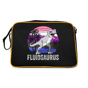 Gender Fluid Pride Flag Dinosaur Trex LGB - Retro Bag - black/gold - Back