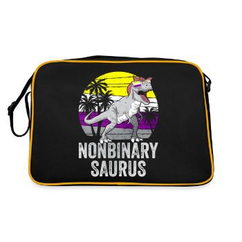 Non Binary Pride Flag Dinosaur Trex LGBTQ - Retro Bag - black/gold - Back